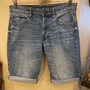 G-STAR RAW Men Light Blue 3301 Buttoned Fly Jean Shorts Size 30
